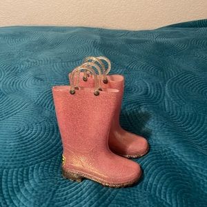Pink Glitter Light Up Rain Boots- 7